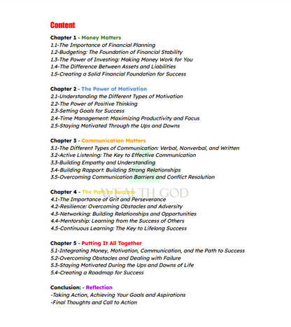 "The Power of Four: Money, Motivation, Communication, and Success" Guide-Book